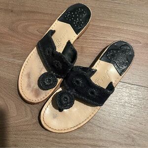 Black Leather Women's Sandals